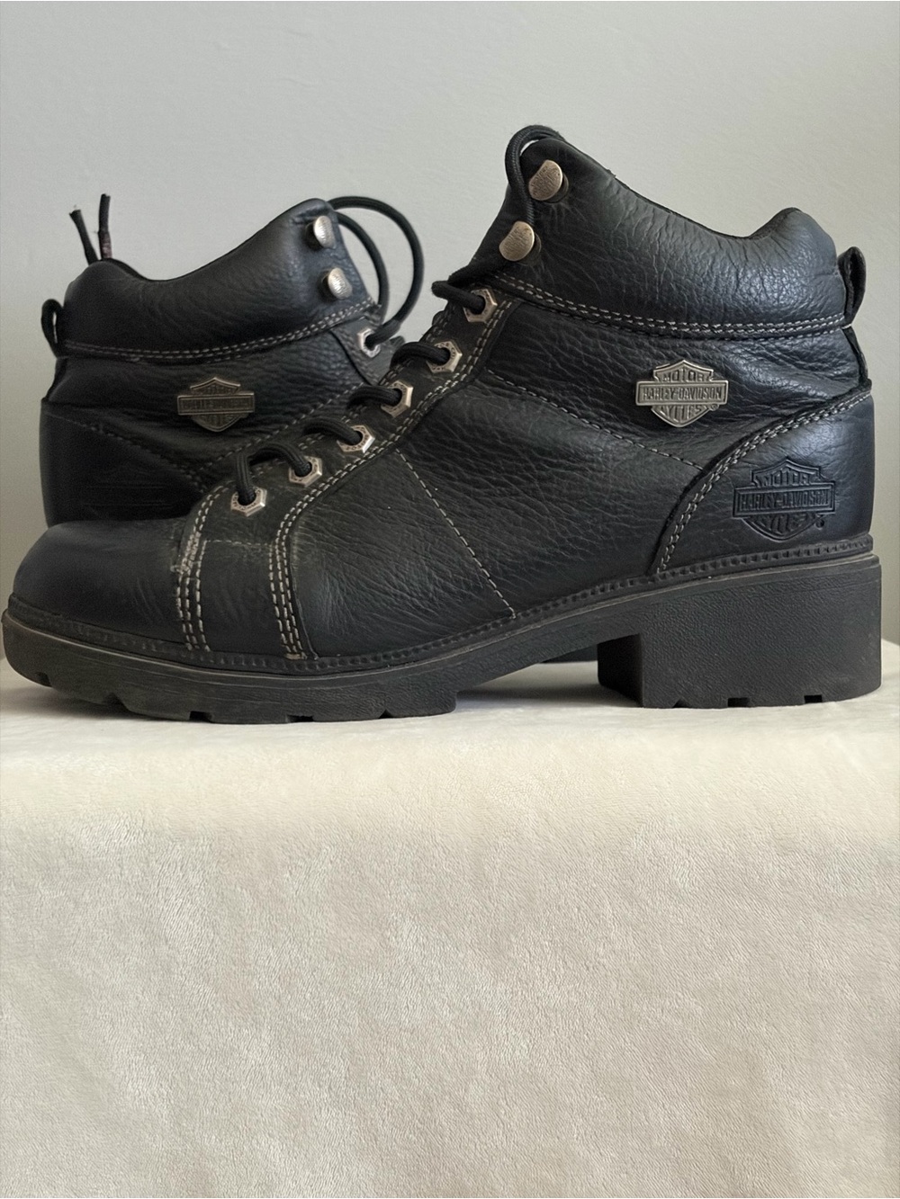 Harley-Davidson Black Leather Women’s Ankle Moto Boots